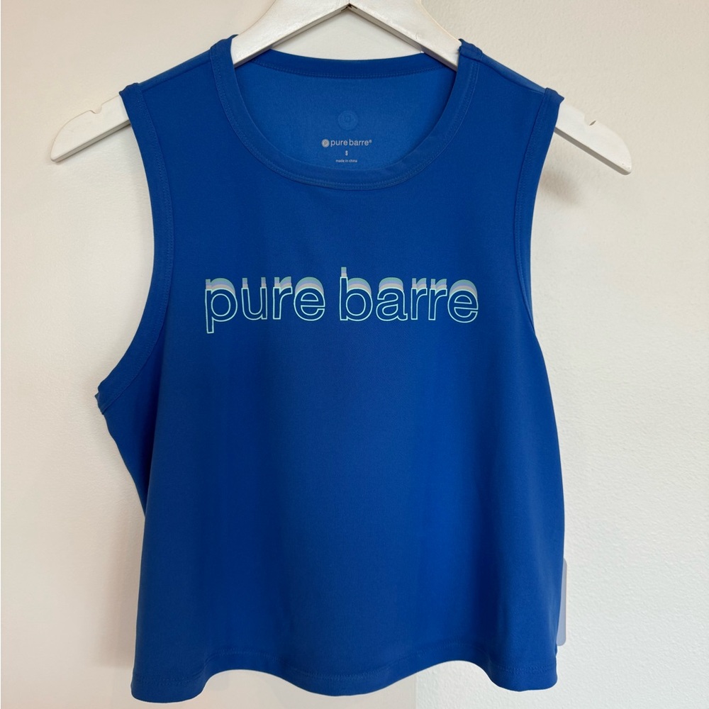 NEW Pure Barre pretty vibrant blue cropped muscle tee